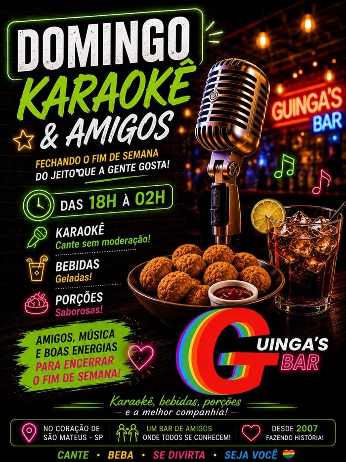 Flyer de domingo: Karaokê & Amigos